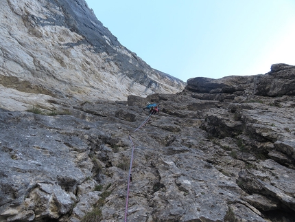 Pale di San Lucano, Dolomiti - Via Irene Prima Pala di San Lucano: Santiago Padrós sul primo tiro