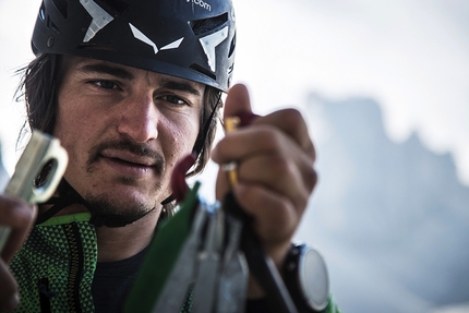 Simon Gietl, Cima Scotoni, Dolomiti - Simon Gietl, preparativi per Can you hear me?, Cima Scotoni, Dolomiti