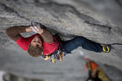 Tingeling, Blamann - Much Mayr at the start of pitch 2 (7c+)