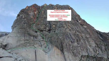 Mont Blanc, Aiguille d'Argentière, Ondrej Húserka, Ján Smoleň - Plateau du Jardin, Aiguille d'Argentière Monte Bianco: In memory of Červienka (Ondrej Húserka, Ján Smoleň 02/2018)