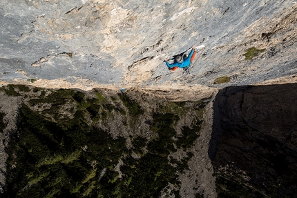 Pale di San Martino, Val Canali, Dolomites, Manolo, Narci Simion - Manolo on Via Bebe Forever, Tacca Bianca in Val Canali (Pale di San Martino, Dolomites), first ascended with Narci Simion