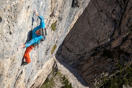 Pale di San Martino, Val Canali, Dolomiti, Manolo, Narci Simion - Manolo su Via Bebe Forever alla Tacca Bianca in Val Canali (Pale di San Martino, Dolomiti), aperta insieme a Narci Simion e dedicata a Gabriele 'Bebe' Simion, figlio di Narci