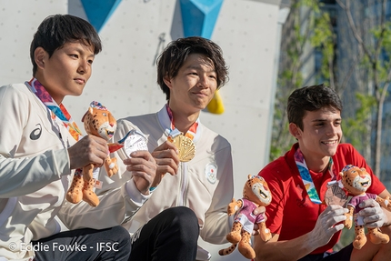 Olimpiadi Giovanili Buenos Aires - Olimpiadi Giovanili di Arrampicata Sportiva a Buenos Aires: 2. Shuta Tanaka 1. Keita Dohi 3. Sam Avezou