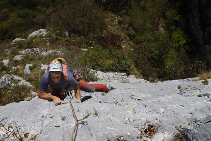 Monte Pubel Valsugana - La misura del tempo sul Monte Pubel in Valsugana: uscita dal nono tiro in fase di pulizia