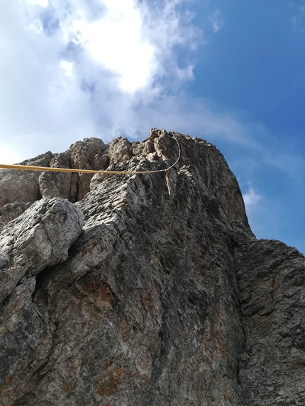 Marmarole, Dolomiti, arrampicata, Ruggero Corà, Diego Trevisan  - Monte Ciareido Ovest: durante la prima salita di Il Sogno di Rino