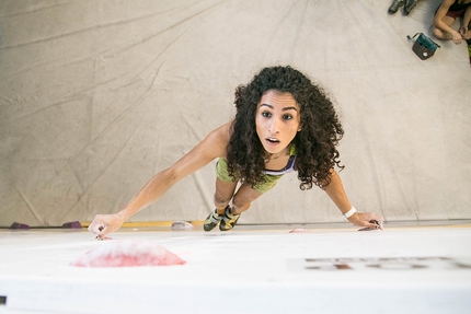 Wafaa Amer - Wafaa Amer al Campionato Italiano Boulder 2018. È rimasta in Egitto fino ai nove anni: seconda elementare.