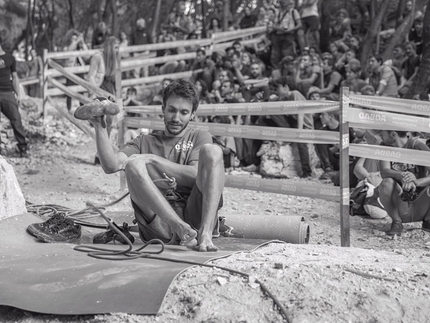 Champions Challenge, Arco, Adam Ondra, Stefano Ghisolfi - Stefano Ghisolfi after having attempted to onsight Alcatraz at Massone during the Arco Champions Challenge