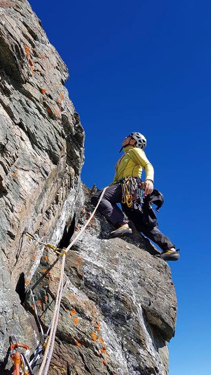 Grossglockner, Hans Zlöbl, Ulrich Mühlburger - Hans Zlöbl forging pitch 11 while making the first ascent The Power of Love, Grossglockner, opened with Ulrich Mühlburger