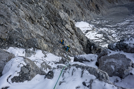 Ortler, Daniel Ladurner, Hannes Lemayr, Aaron Durogati - Ortler NE Face: Daniel Ladurner, Hannes Lemayr, Aaron Durogati climbing their probable new route on 18/10/2018