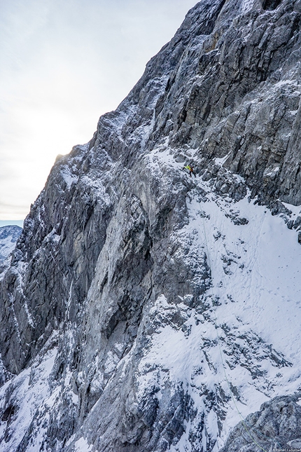 Ortler, Daniel Ladurner, Hannes Lemayr, Aaron Durogati - Ortler NE Face: Daniel Ladurner, Hannes Lemayr, Aaron Durogati climbing their probable new route on 18/10/2018