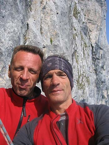 Manolo, Maurizio Zanolla, Solo per vecchi guerrieri, Dolomites - Federico Gorda and Manolo on Solo per vecchi guerrieri, Vette Feltrine, Parete Gran Burrone