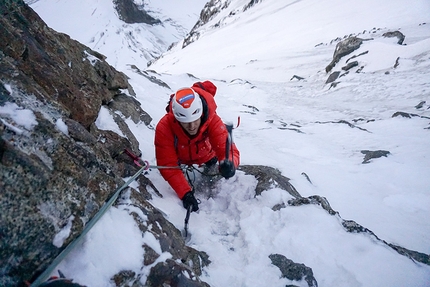 Kyrgyzstan Djangart Range, Line van den Berg, Wout Martens - Pik Alexandra North Face: Wout Martens climbing Dutch Direct