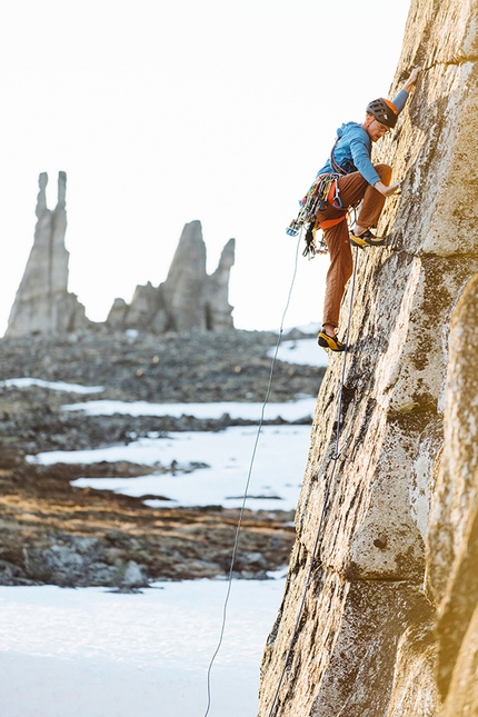 Sundrun Pillars Siberia, Kilian Fischhuber, Robert Leistner, Galya Terenteva - Sundrun Pillars Siberia: Robert Leistner climbing during the expedition to Ulahan-Sis, Russia on June 14, 2018.