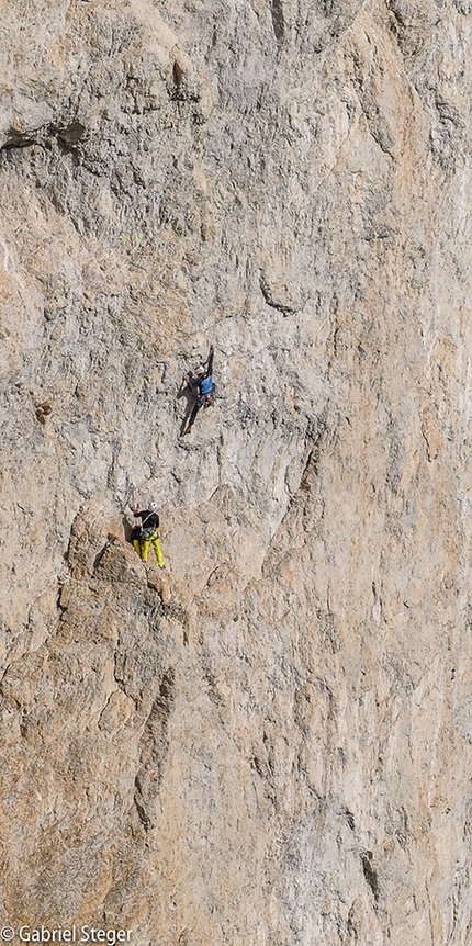 Val di Landro, Dolomiti, Kurt Astner - Kurt Astner durante la prima libera di Unter Geiern sul Col di Specie / Geierwand in Val di Landro, Dolomiti