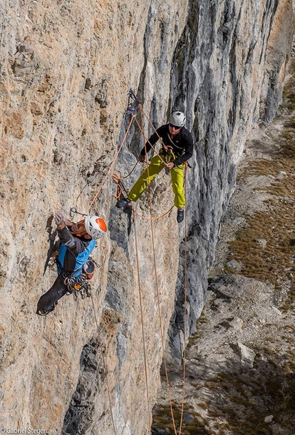 Val di Landro, Dolomiti, Kurt Astner - Kurt Astner durante la prima libera di Unter Geiern sul Col di Specie / Geierwand in Val di Landro, Dolomiti