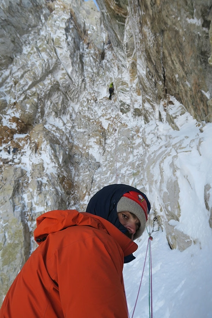 Patagonia El Faro, Cerro San Lorenzo, Martin Elias, François Poncet, Jerome Sullivan - El Faro, Patagonia: François Poncet e Martin Elias durante la salita