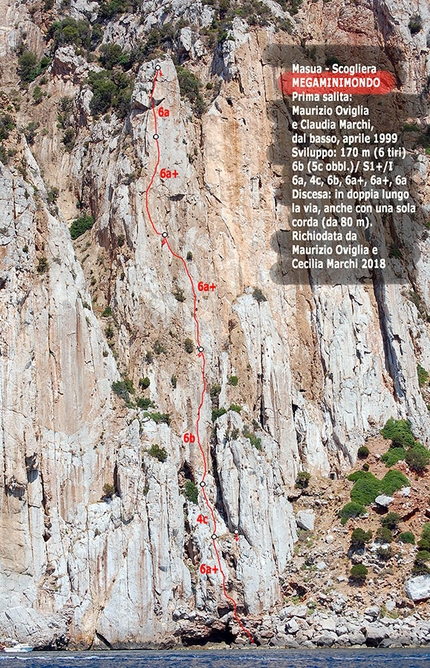 Sardegna arrampicata - Sardegna arrampicata: Megaminimondo sulla scogliera di Masua (Claudia Marchi, Maurizio Oviglia 1999, riattrezzata Maurizio Oviglia, Cecilia Marchi 2018)