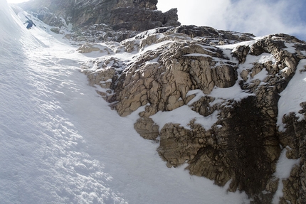 Croda Marcora, Sorapis, Dolomites - Croda Marcora (Sorapis), Dolomites: during the ascent (Francesco Vascellari, Marco Gasperin, Loris De Barba e Tiziano Canal)
