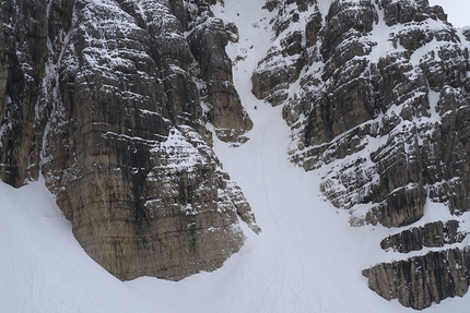 Croda Marcora, Sorapis, Dolomites - Croda Marcora (Sorapis), Dolomites: making the probable first ski descent on 07/05/2018 by Francesco Vascellari, Marco Gasperin, Loris De Barba and Tiziano Canal