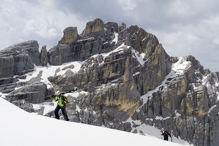 Croda Marcora, Sorapis, Dolomites - Croda Marcora (Sorapis), Dolomites: during the ascent (Francesco Vascellari, Marco Gasperin, Loris De Barba and Tiziano Canal)