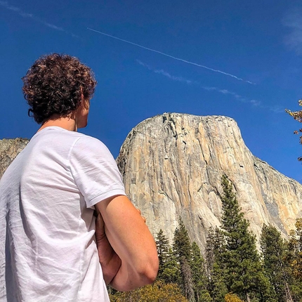 Adam Ondra, Salathé Wall, El Capitan, Yosemite - Adam Ondra before trying to onsight the Salathé Wall up El Capitan in Yosemite, USA, belayed by Nicolas Favresse in autumn 2018.