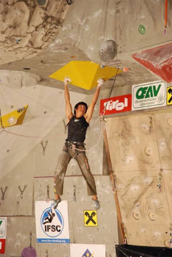 David Lama and Angela Eiter win first stage of the Climbing Worldcup Lead 2007 in Imst