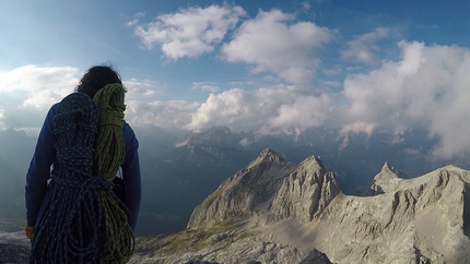 Marmarole, Le Selle, Dolomiti, Alberto Dal Maso, Sara Segantin - Sara Segantin dopo l'apertura di UCAS, Le Selle, Marmarole, Dolomiti