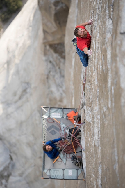 Dawn Wall, El Capitan, Yosemite, Tommy Caldwell, Kevin Jorgeson - Tommy Caldwel belayed by Kevin Jorgeson, while attempting to free the Dawn Wall, El Capitan, Yosemite