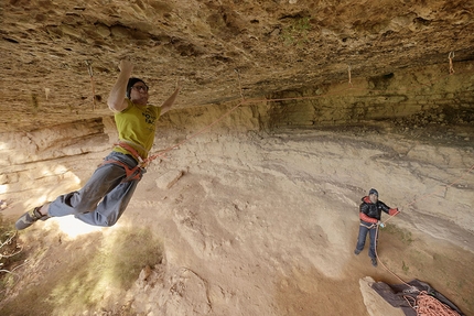 Iker Pou, Margalef - Iker Pou sending Artaburu at Margalef in December 2018, the hardest sport climb he has climbed so fa