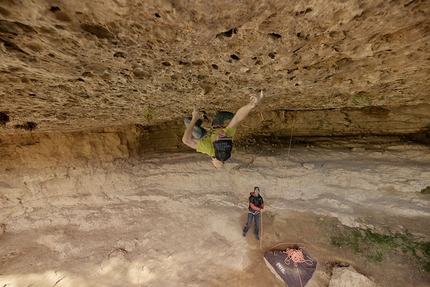 Iker Pou, Margalef - Iker Pou sending Artaburu at Margalef in December 2018, the hardest sport climb he has climbed so fa