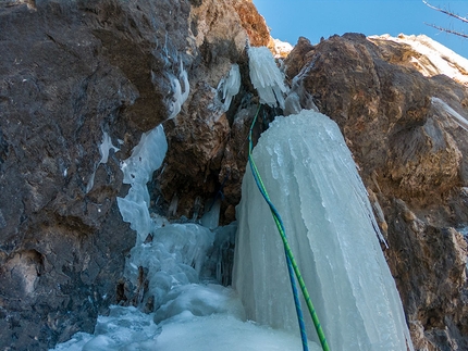 Vallunga, Sonnentanz, Dolomiti, Daniel Ladurner, Hannes Lemayer - Il terzo tiro di Sonnentanz, Vallunga, Dolomiti (Daniel Ladurner, Hannes Lemayer 18/12/2018)