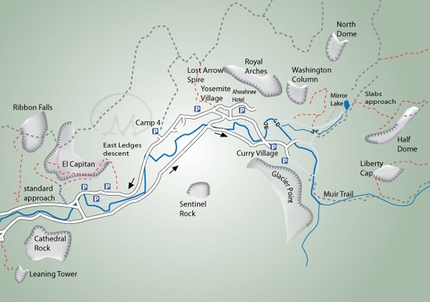 Yosemite - The map of Yosemite valley.