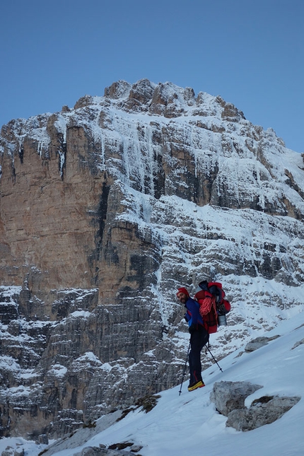 Cima Brenta, Brenta Dolomites, Alessandro Beber, Matteo Faletti - CRAM Cima Brenta: Matteo Faletti approaching the mountain