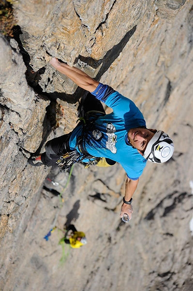 Greenland - Daniel Kopp climbing the Headwall of Grundtvigskirken. All of the pitches except for 4 were established on-sight.