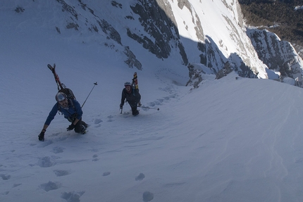 Dolomiti sci ripido - Dolomiti: Cima di Val d'Arcia orientale, Canale Nord prima discesa