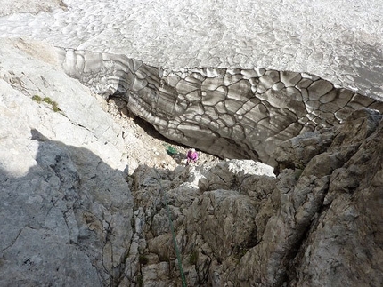 Croda Granda, Pale di San Martino, Dolomiti - Sulla “Via della rampa”, parete Est Croda Granda (Pale di San Martino, Dolomiti)