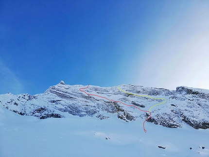 Hübschhorn parete nord discesa in sci di Sébastien de Sainte Marie