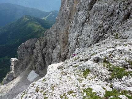 Croda Granda, Pale di San Martino, Dolomiti - Sulla “Via della rampa”, parete Est Croda Granda (Pale di San Martino, Dolomiti)