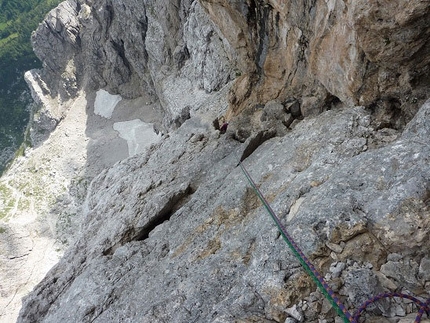 Croda Granda, Pale di San Martino, Dolomiti - Sulla “Via della rampa”, parete Est Croda Granda (Pale di San Martino, Dolomiti)