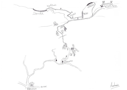 Lo Specchio, Val d’Adige - Mappa d'accesso allo Specchio, Val d’Adige