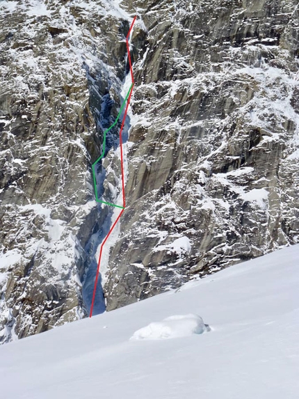 Aiguille Rouges di Rochefort, Monte Bianco, Denis Trento, Marco Farina, Marco Majori, Andrea Peron - Spirito di adattamento, Aiguille Rouges di Rochefort, Monte Bianco (Denis Trento, Marco Farina, Marco Majori, Andrea Peron 01/2019)