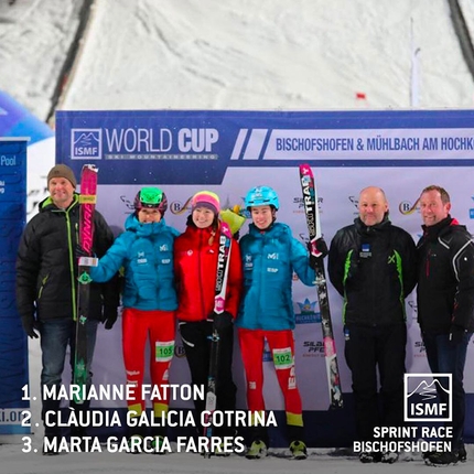 Ski Mountaineering World Cup 2019 - Ski Mountaineering World Cup 2019 at Bischofshofen, Austria: 2. Claudia Galicia Cotrina (ESP)  1. Marianne Fatton (SUI) 3. Marta Garcia Farres (ESP)