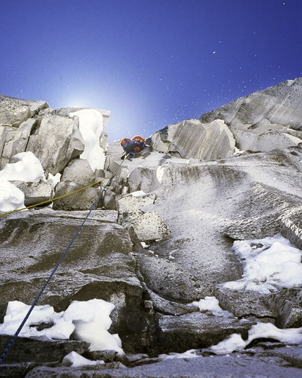 Enrico Rosso - Enrico Rosso sulle prime lunghezze della Nord-Est dello Shivling - Garhwal Himalaya 1986