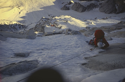 Enrico Rosso - Paolo Bernascone ed Enrico Rosso sullo 'zoccolo' della parete Nord-Est Shivling - Garhwal Himalaya 1986