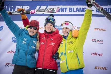 Coppa del Mondo di Scialpinismo 2019 - La seconda tappa della Coppa del Mondo di Scialpinismo 2019 ad Andorra: podio Vertical. 2. Claudia Galicia Cotrina (ESP) 1. Victoria Kreuzer (SUI) 3. Alba De Silvestro (ITA)