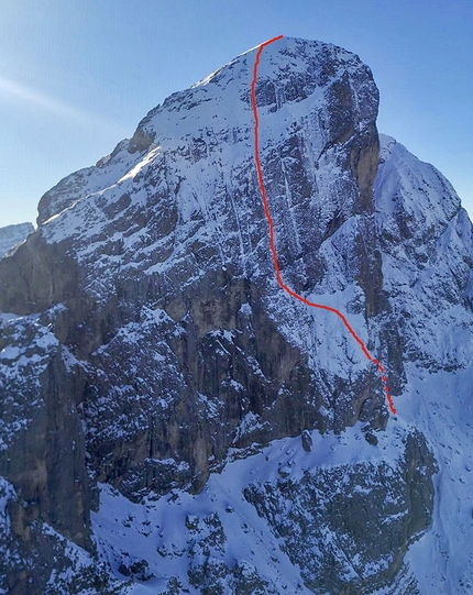 Sass de Putia, Dolomiti, Simon Gietl, Mark Oberlechner - Kalipe sulla parete Nord di Sass de Putia, Dolomiti (Simon Gietl, Mark Oberlechner 26/01/2019)