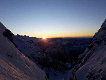 Pizzo Porola, Orobic Alps, Marco Birolini, Ennio Spiranelli - Making the first ascent of 80 Primavere, Pizzo Porola east face (Marco Birolini, Ennio Spiranelli 25/01/2019)