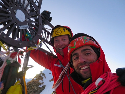 Matterhorn, Marco Farina, Marco Majori - Matterhorn West Face: Marco Farina and Marco Majori on the summit