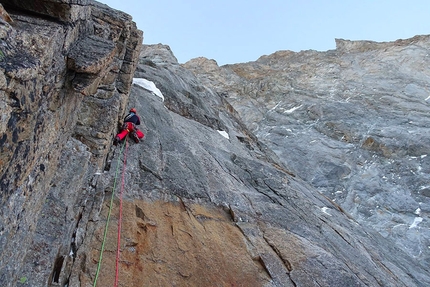 Grandes Jorasses, Via Cassin - Via Cassin Grandes Jorasses invernale in giornata: Léo Billon, Sébastien Ratel e Benjamin Védrines