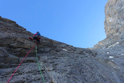 Grandes Jorasses, Walker Spur, Cassin route, - Walker Spur Grandes Jorasses one-day winter ascent: Léo Billon, Sébastien Ratel and Benjamin Védrines